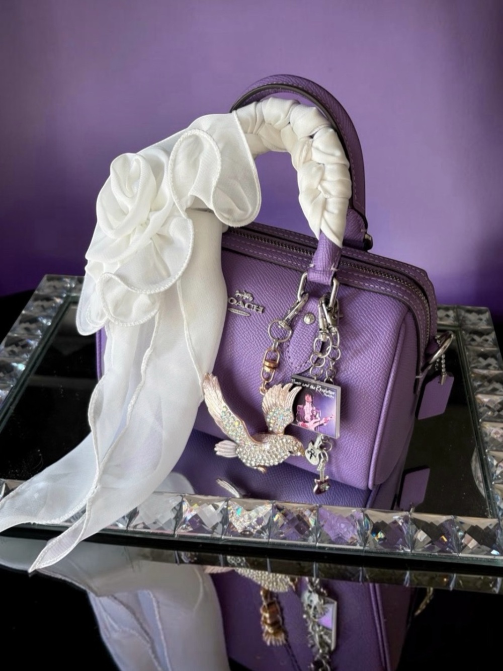 New Coach Purple Rain Mini Rowan ( Prince Theme ) CH157